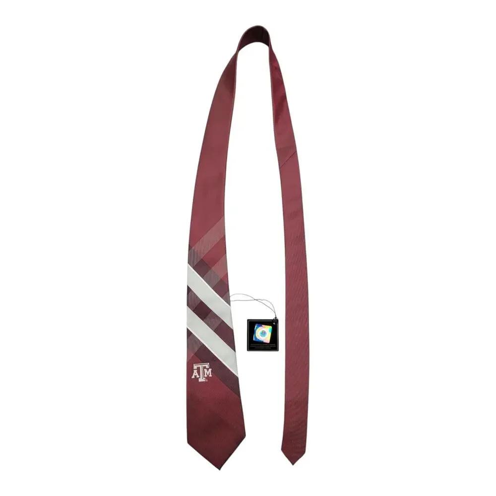 Eagles Wings Texas A&M Aggies Necktie Mens Maroon Plaid Striped Tie NWT